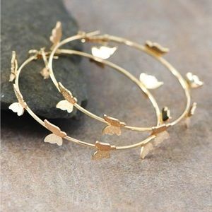 New Gold Butterfly Hoop Earrings